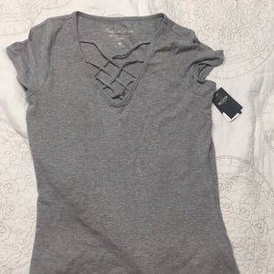 Hollister Ribbed Cage Front T-Shirt